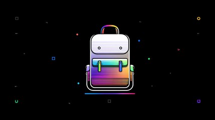 Minimalist abstract elements trendy patterned line backpack has colorful gradient symbolizes adventure, travel, or exploration of young people.