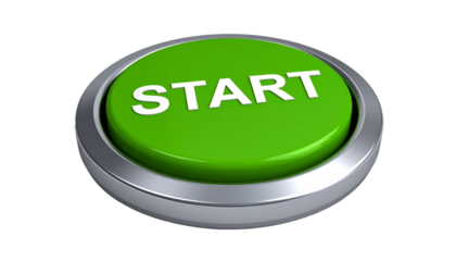 A large green "START" button, inviting action and initiating processes. The button's design is simple and impactful