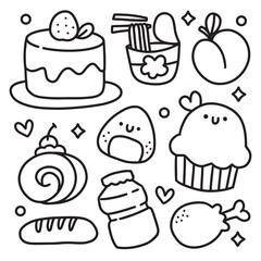 Cute Hand Drawn Doodles Elements for Coloring Page