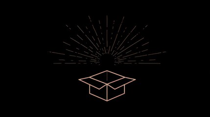 A gift cube box glowing with a yellowish white light on top, emitting small particles of light upwards, as if something magical or luminous was coming out of it.