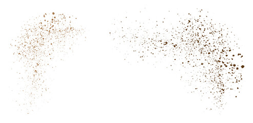 Vector spray flying coffee and chocolate powder particles background design