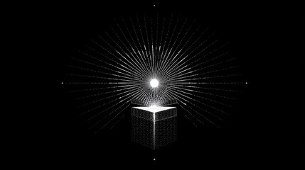 A gift cube box glowing with a yellowish white light on top, emitting small particles of light upwards, as if something magical or luminous was coming out of it.