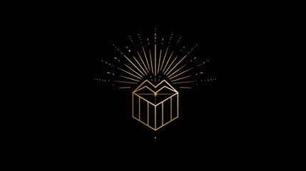 A gift cube box glowing with a yellowish white light on top, emitting small particles of light upwards, as if something magical or luminous was coming out of it.