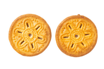 Danish butter cookie isolated on white background.