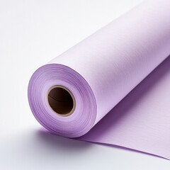 A roll of pale lavender paper sits on a white background, partially unfurled, showcasing its texture and color