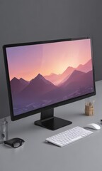 Fototapeta premium Modern vector desktop mockup, ideal for app or website presentation , visual, empty