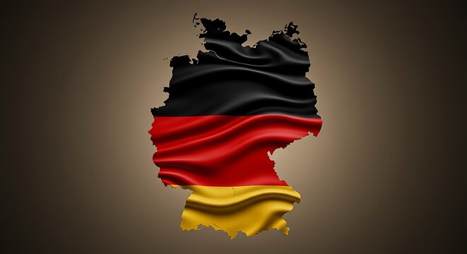 Germany with German flag overlay animation &ndash; black, red, and gold wave animation over map of Germany