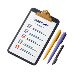 Checklist Clipboard  Pens  Planning  Organization  To Do List