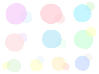 半透明・カラフルな丸・円：フレーム素材セット