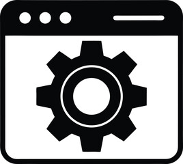 browser window with settings gear icon vector illustration