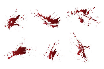Abstract set of vector splatter red blood background
