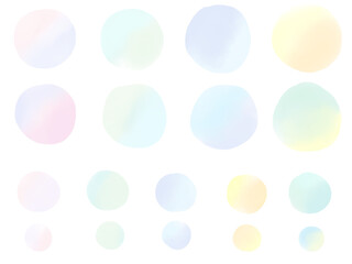 カラフルな水彩テクスチャの丸・円：フレーム素材セット