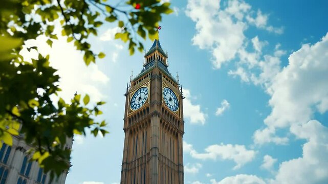 Big ben clock tower rising above london with beautiful cloudscape