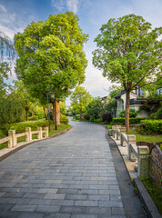 Serene Garden Pathway Embraced by Lush Greenery and Peaceful Surroundings