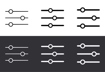 Horizontal Settings Icon Set – Solid Vector