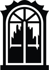 frost covered window icon vector illustration