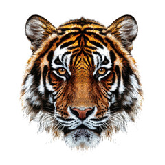 Fototapeta premium Intricate tiger head design isolated on a crisp Transparent background for apparel and art projects, t shirt design, tiger, , isolated on PNG background