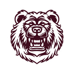 Angry bear head line art illustration