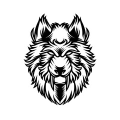 Rage wolves detail line art illustration for shirt designs