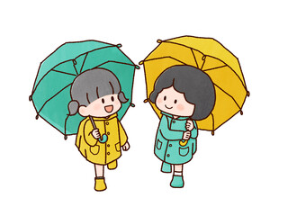 雨　こども　通学　傘