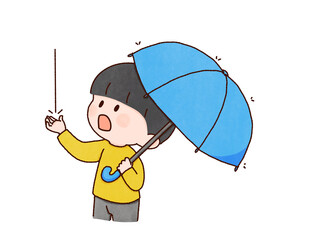 雨　こども　雨粒　触れる