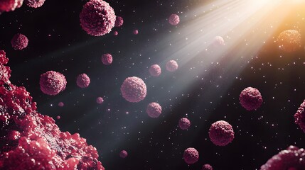 A dynamic representation of cellular structures under illumination.