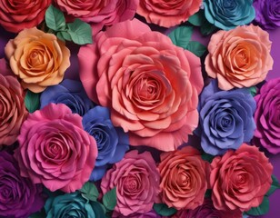 Gradient paper rose backdrop, vibrant colors, floral design,  pretty,  vibrant,  wedding