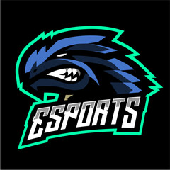 Blue tirex mascot gaming logo