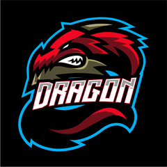 Red dragon mascot gaming logo