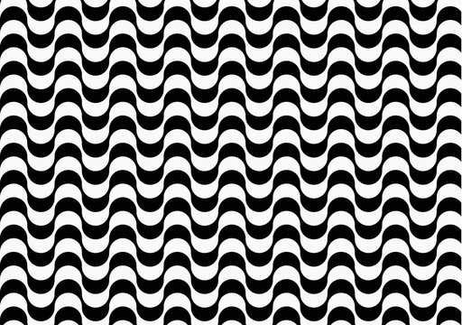 Copacabana sidewalk or calcada pattern. Famous beach promenade in Rio de Janeiro. Brasilian symbol. Repeating black and white wave texture in Portuguese pavement style. Vector graphic illustration.