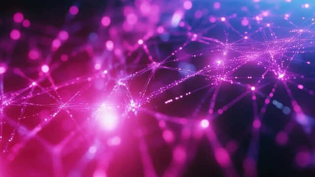 Abstract network connections with glowing lines and nodes in a tech-corporate vibe. Looping Ultra HD close-up tracking shot.