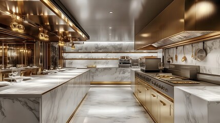 Modern luxury restaurant kitchen interior design.