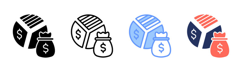 Profitability icon sheet multiple style collection