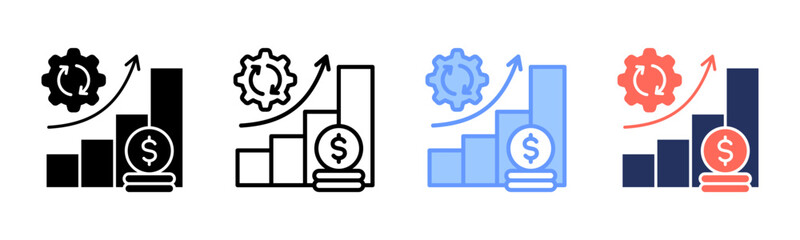 Return On Assets icon sheet multiple style collection