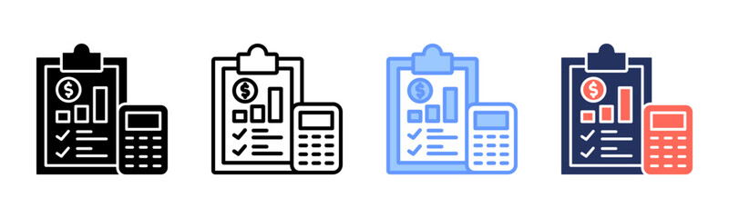 Financial Planning icon sheet multiple style collection