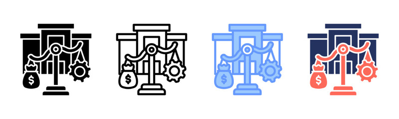 Financial Leverage icon sheet multiple style collection