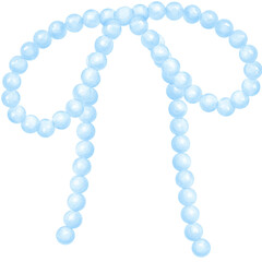 Playful Blue Pearl Ribbon Bow Watercolor Beaded Vintage y2k Aesthetic