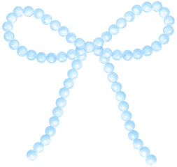 Playful Blue Pearl Bow Watercolor Beaded Ribbon Vintage y2k Aesthetic