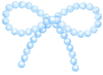 Cute Blue Pearl Bow Watercolor Beaded Ribbon Vintage y2k Aesthetic