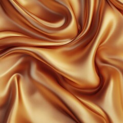 Fototapeta premium Luxurious golden silk fabric, draped in soft, swirling folds, showcasing its rich texture and lustrous sheen