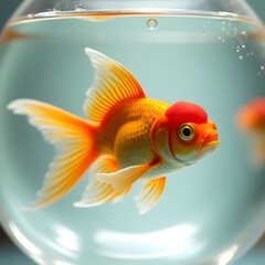 A charming goldfish in a glass