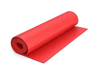 Rolled Red Yoga Mat, Fitness Exercise Equipment, Gym, Workout