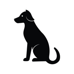 Sitting Dog Side View Vector Silhouette