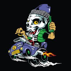 skull boy drunk driving mascot.eps