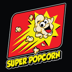 Fototapeta premium super flying popcorn mascot design.eps