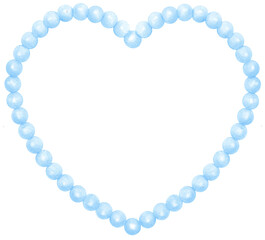 Retro Blue Pearl Frame Heart Shape watercolor