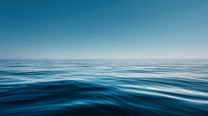 Calm waves lapping peacefully ocean horizon serene seascape tranquil environment wide-angle view nature beauty