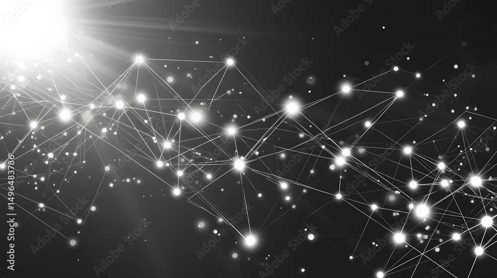 Poster Abstract network design with glowing points and connecting lines.