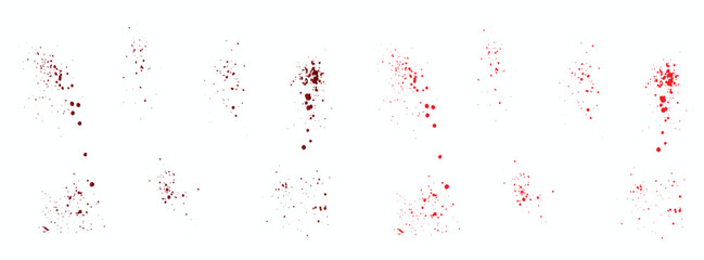 Red gradient bloodstain set of drip splatter background