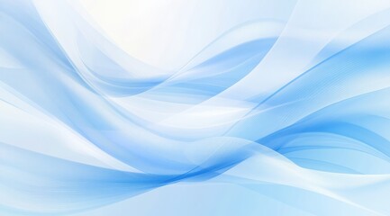 Abstract image of flowing, translucent, light-blue waves on a white background, creating a soft, ethereal effect